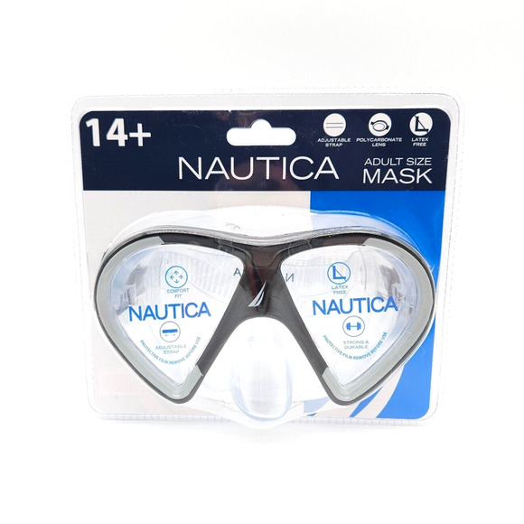 Nautica Adult Diving Mask Blue Latex Free Polycarbonate Lens Swimming Snorkeling - Picture 1 of 2